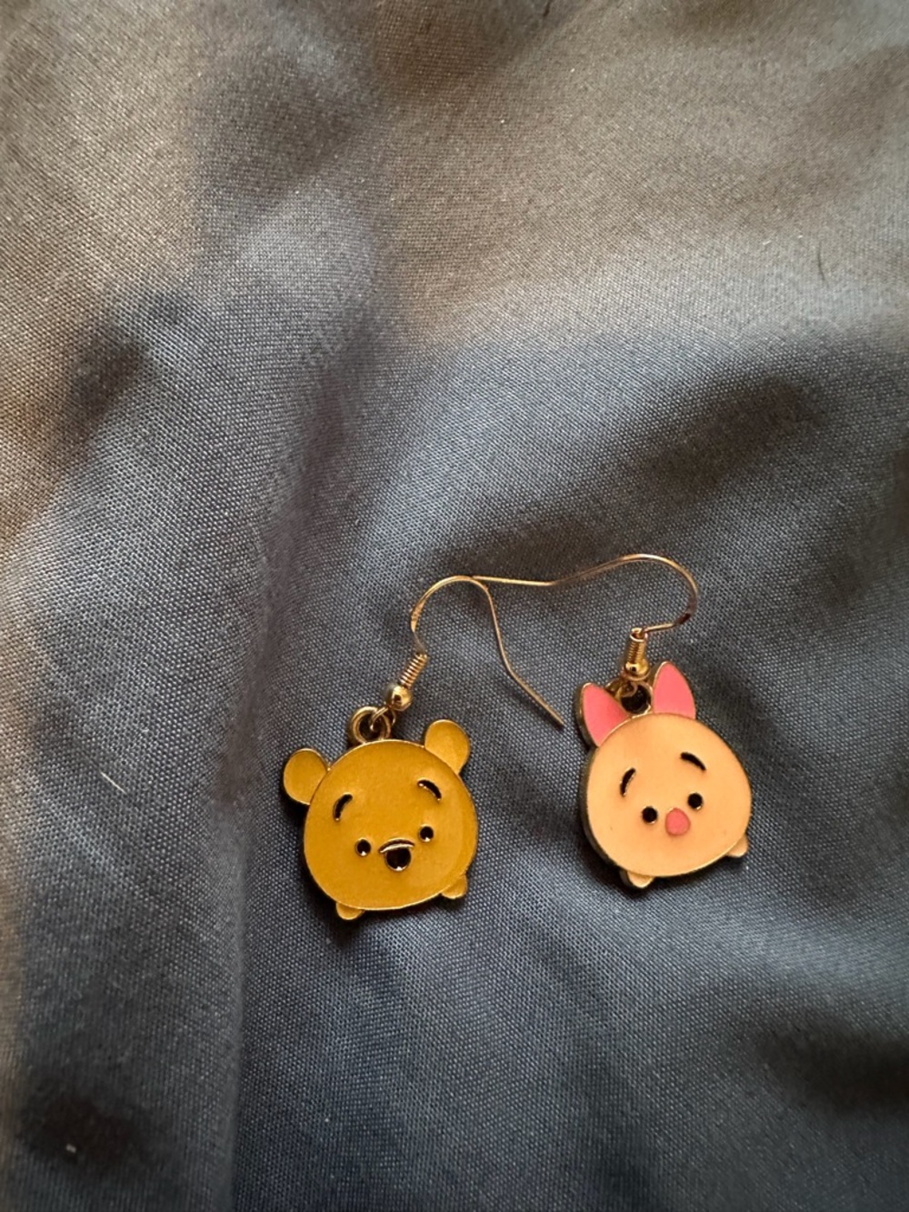 Cute Winnie the Pooh and Piglet Tsum Tsum Drop Earrings - Yellow & Pink